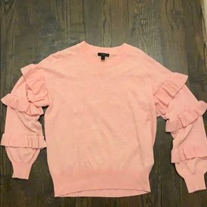 Pink Sweater with Ruffle Sleeves
